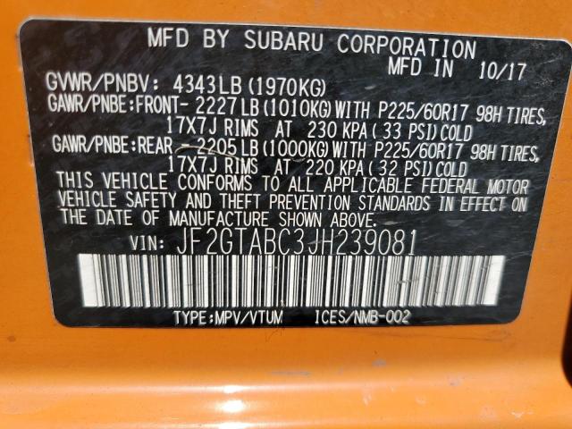 Photo 14 from auction – 2018 SUBARU CROSSTREK with VIN JF2GTABC3JH239081