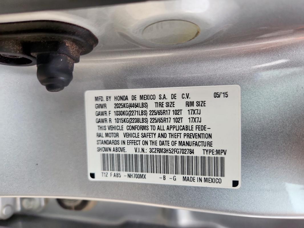 Photo 14 from auction – 2015 HONDA CR-V EX with VIN 3CZRM3H52FG702784
