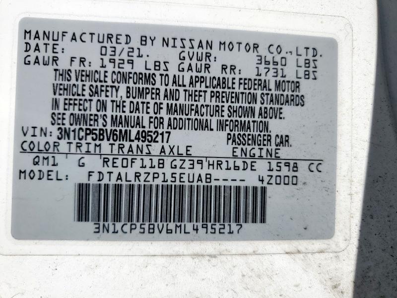 Photo 14 from auction – 2021 NISSAN KICKS S with VIN 3N1CP5BV6ML495217