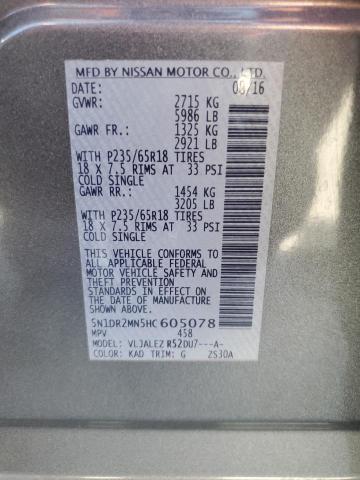 Photo 14 from auction – 2017 NISSAN PATHFINDER with VIN 5N1DR2MN5HC605078