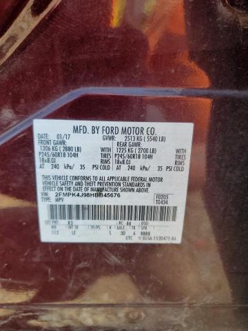 Photo 14 from auction – 2017 FORD EDGE SEL with VIN 2FMPK4J98HBB45676