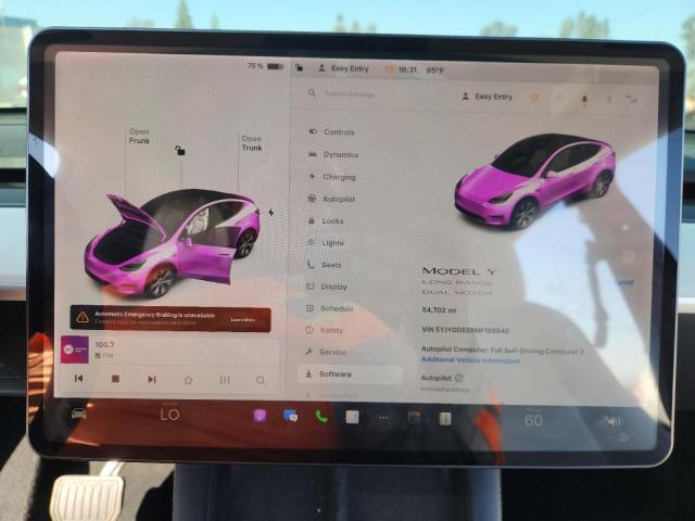 Photo 9 from auction – 2021 TESLA MODEL Y with VIN 5YJYGDEE6MF158540
