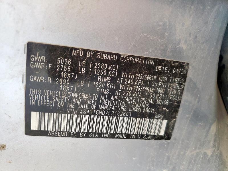 Photo 14 from auction – 2020 SUBARU OUTBACK LI with VIN 4S4BTGND7L3162601