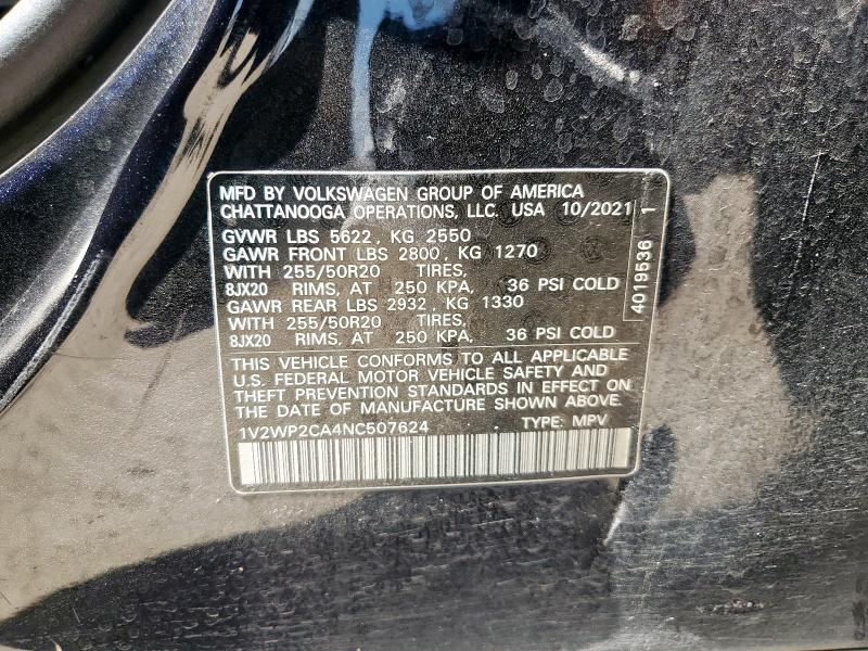 Photo 14 from auction – 2022 VOLKSWAGEN ATLAS SE with VIN 1V2WP2CA4NC507624