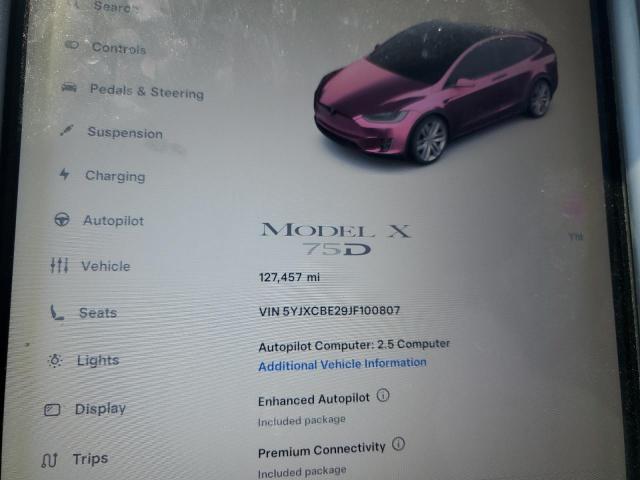 Photo 9 from auction – 2018 TESLA MODEL X with VIN 5YJXCBE29JF100807