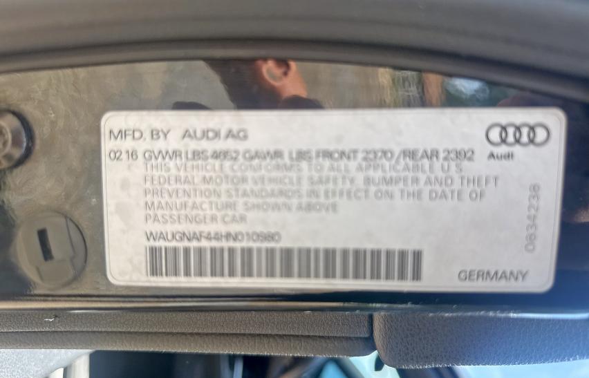 Photo 10 from auction – 2017 AUDI A4 PREMIUM with VIN WAUGNAF44HN010980