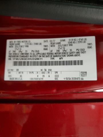 Photo 14 from auction – 2017 FORD ESCAPE with VIN 1FMCU9GD3HUD28611