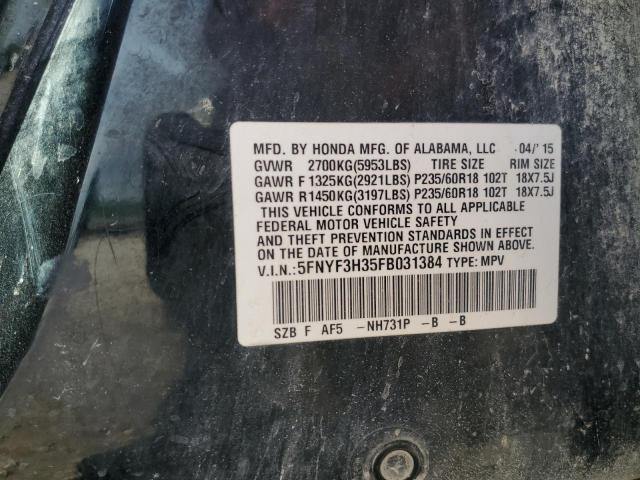 Photo 14 from auction – 2015 HONDA PILOT SE with VIN 5FNYF3H35FB031384