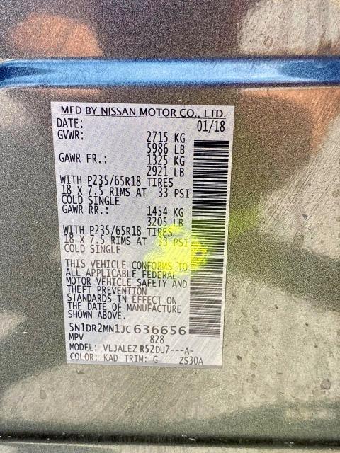 Photo 10 from auction – 2018 NISSAN PATHFINDER with VIN 5N1DR2MN1JC636656