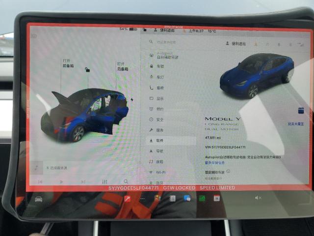 Photo 9 from auction – 2020 TESLA MODEL Y with VIN 5YJYGDEE5LF044771