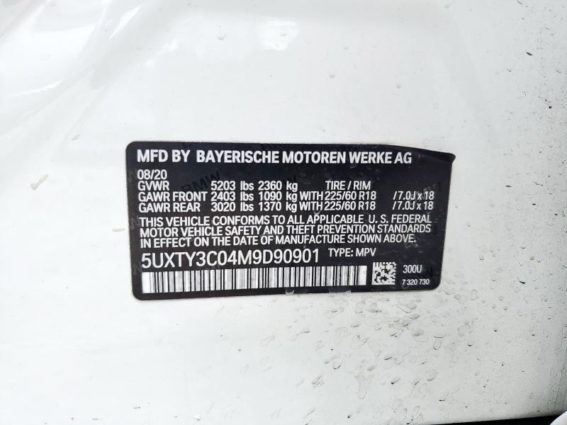Photo 14 from auction – 2021 BMW X3 SDRIVE3 with VIN 5UXTY3C04M9D90901