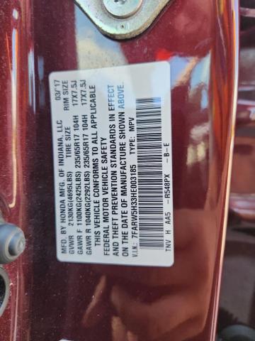 Photo 14 from auction – 2017 HONDA CR-V LX with VIN 7FARW5H33HE003185
