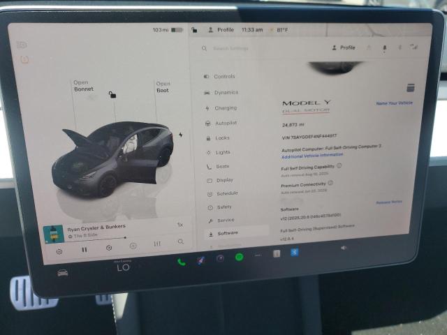 Photo 9 from auction – 2022 TESLA MODEL Y with VIN 7SAYGDEF4NF444917