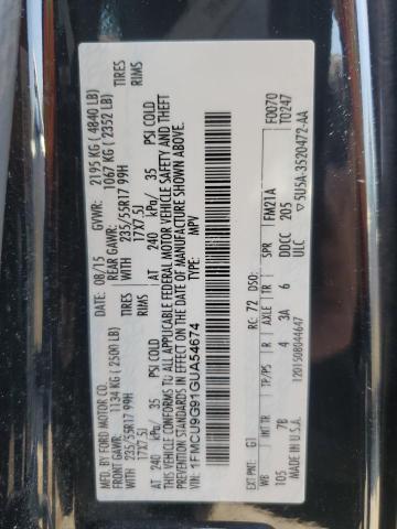 Photo 14 from auction – 2016 FORD ESCAPE SE with VIN 1FMCU9G91GUA54674