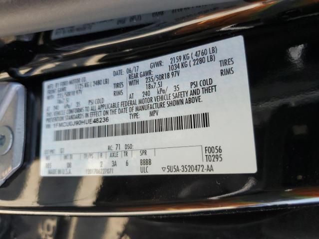Zdjęcie 14 z aukcji – 2017 FORD ESCAPE TIT z VIN 1FMCU0J90HUE48236
