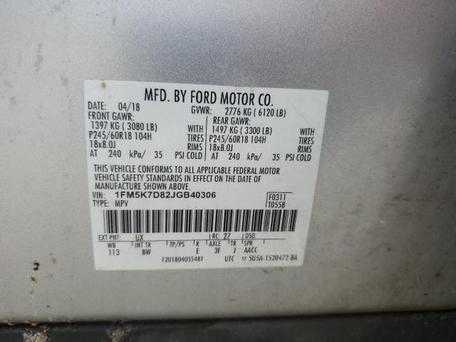 Photo 14 from auction – 2018 FORD EXPLORER X with VIN 1FM5K7D82JGB40306