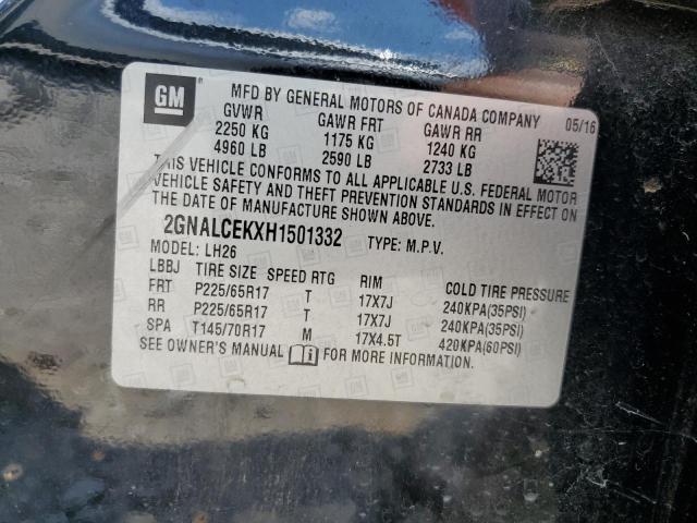 Photo 14 from auction – 2017 CHEVROLET EQUINOX LT with VIN 2GNALCEKXH1501332