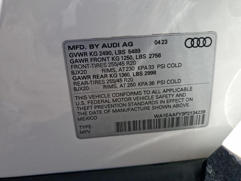Photo 14 from auction – 2023 AUDI Q5 PREMIUM with VIN WA1EAAFY3P2134239