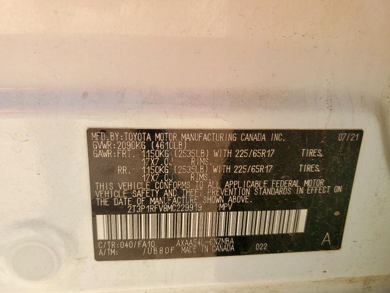 Photo 14 from auction – 2021 TOYOTA RAV4 XLE with VIN 2T3P1RFV8MC229919