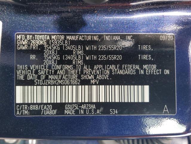 Photo 14 from auction – 2021 TOYOTA HIGHLANDER with VIN 5TDJZRBH2MS061662