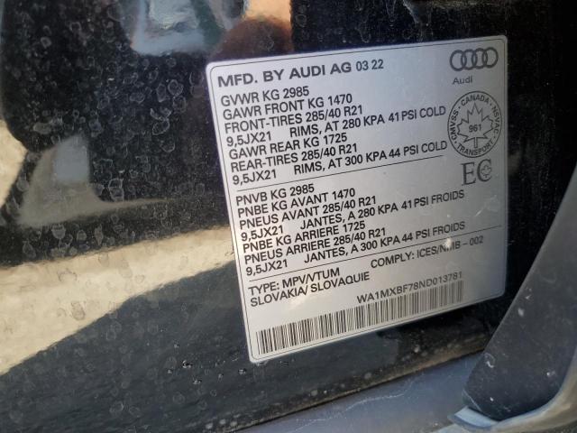 Photo 14 from auction – 2022 AUDI Q7 PROGRES with VIN WA1MXBF78ND013781