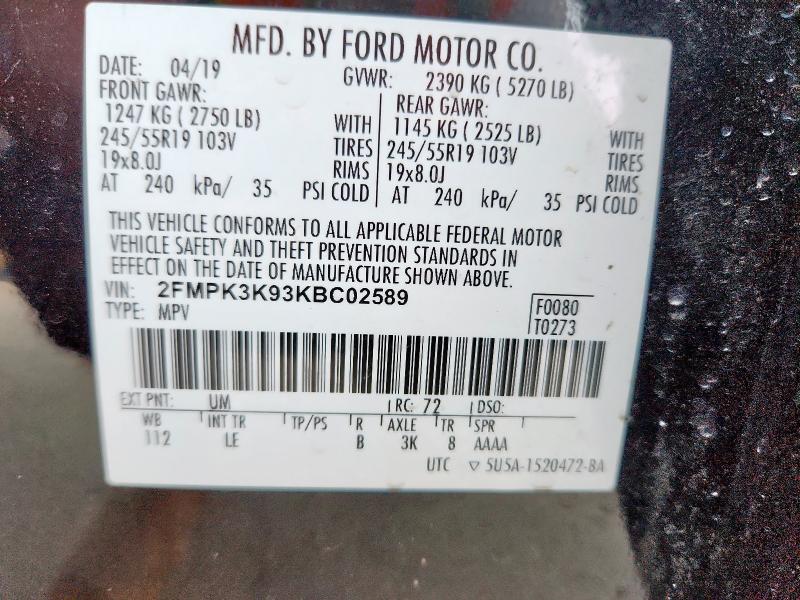 Zdjęcie 14 z aukcji – 2019 FORD EDGE TITAN z VIN 2FMPK3K93KBC02589