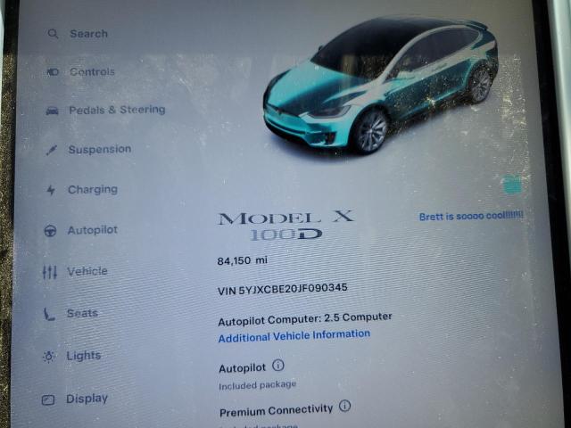 Photo 9 from auction – 2018 TESLA MODEL X with VIN 5YJXCBE20JF090345