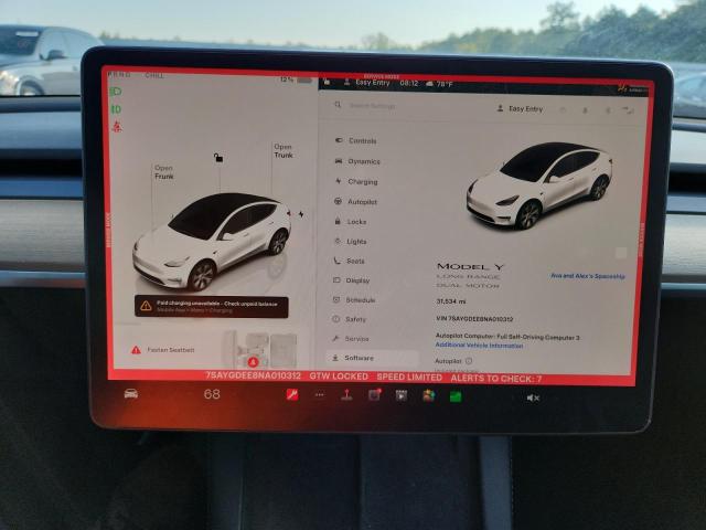 Photo 9 from auction – 2022 TESLA MODEL Y with VIN 7SAYGDEE8NA010312