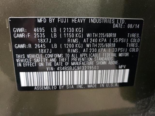 Photo 14 from auction – 2015 SUBARU OUTBACK 2. with VIN 4S4BSBJC9F3219503