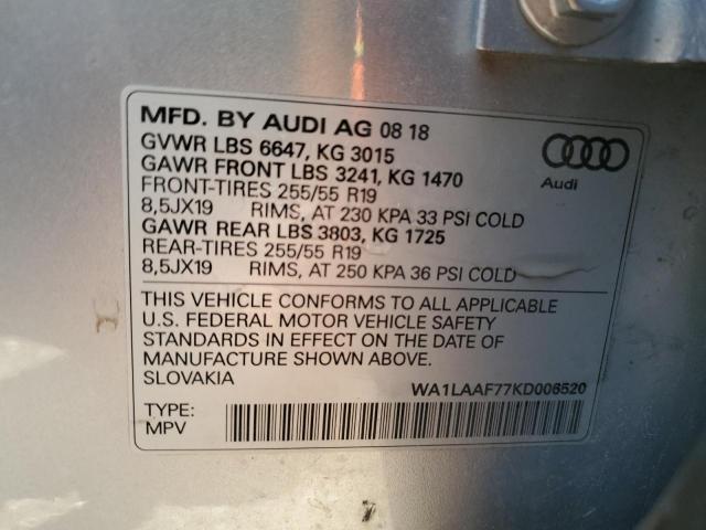 Photo 14 from auction – 2019 AUDI Q7 PREMIUM with VIN WA1LAAF77KD006520