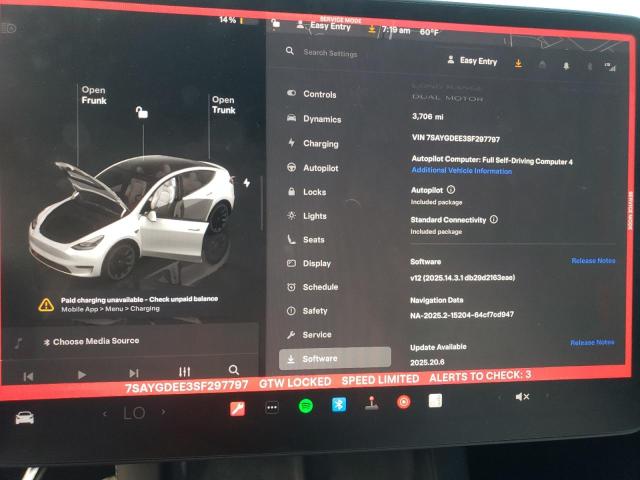 Photo 9 from auction – 2025 TESLA MODEL Y with VIN 7SAYGDEE3SF297797