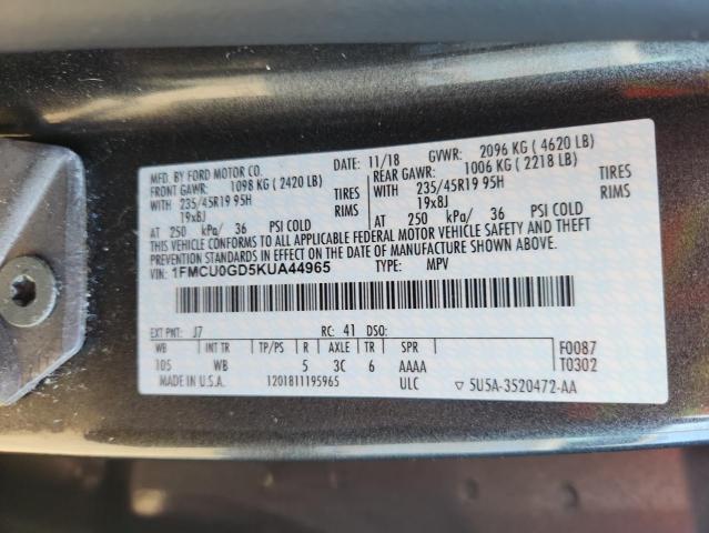 Photo 14 from auction – 2019 FORD ESCAPE SE with VIN 1FMCU0GD5KUA44965