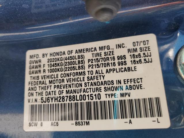 Photo 14 from auction – 2008 HONDA ELEMENT EX with VIN 5J6YH28788L001510