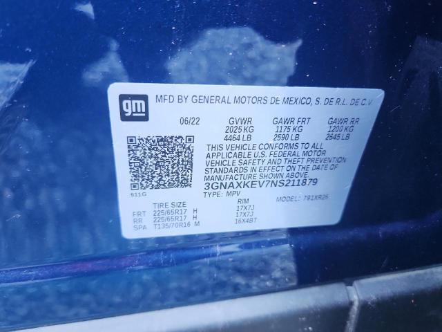 Photo 14 from auction – 2022 CHEVROLET EQUINOX LT with VIN 3GNAXKEV7NS211879