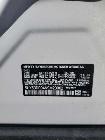 Photo 14 from auction – 2022 BMW X3 XDRIVE3 with VIN 5UX53DP04N9M23062
