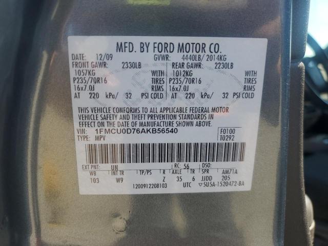 Photo 14 from auction – 2010 FORD ESCAPE XLT with VIN 1FMCU0D76AKB56540