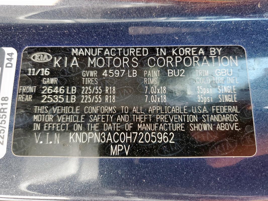 Photo 14 from auction – 2017 KIA SPORTAGE E with VIN KNDPN3AC0H7205962