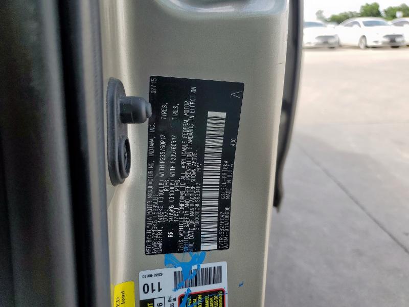 Photo 14 from auction – 2015 TOYOTA SIENNA LE with VIN 5TDKK3DC9FS633482