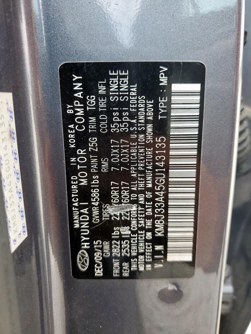 Photo 14 from auction – 2016 HYUNDAI TUCSON LIM with VIN KM8J33A45GU143135