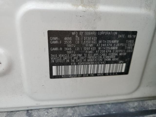 Photo 14 from auction – 2019 SUBARU OUTBACK 2. with VIN 4S4BSANC8K3237442