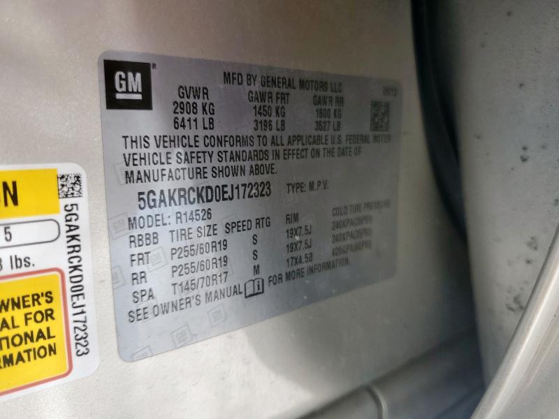 Photo 14 from auction – 2014 BUICK ENCLAVE with VIN 5GAKRCKD0EJ172323