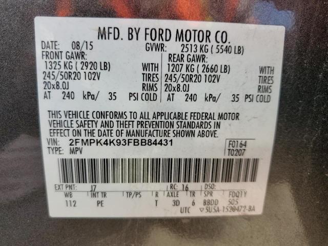 Фото 14 с аукциона – 2015 FORD EDGE TITAN с VIN 2FMPK4K93FBB84431