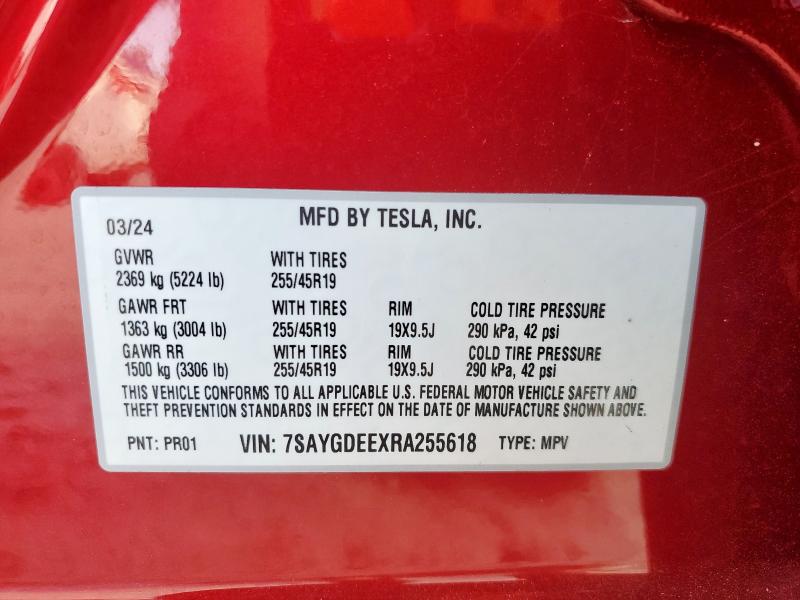 Photo 14 from auction – 2024 TESLA MODEL Y with VIN 7SAYGDEEXRA255618