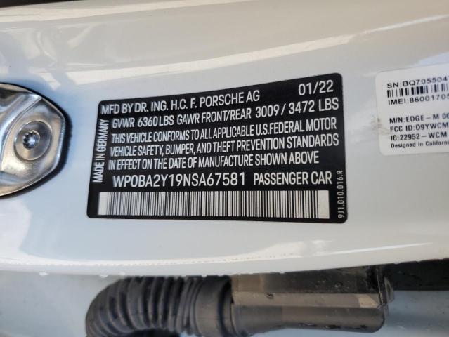 Photo 14 from auction – 2022 PORSCHE TAYCAN CRO with VIN WP0BA2Y19NSA67581