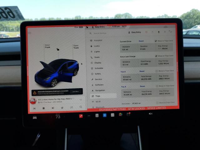 Photo 9 from auction – 2021 TESLA MODEL Y with VIN 5YJYGDEE7MF117592