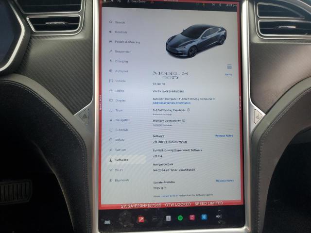 Photo 9 from auction – 2017 TESLA MODEL S with VIN 5YJSA1E20HF187565