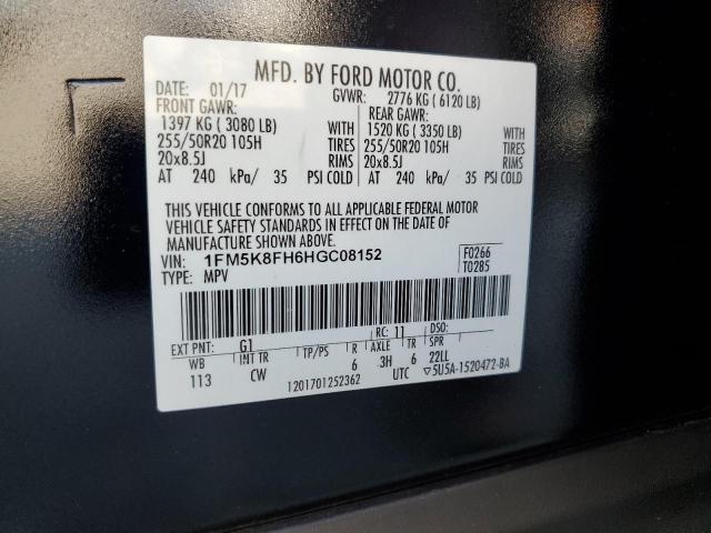Zdjęcie 14 z aukcji – 2017 FORD EXPLORER L z VIN 1FM5K8FH6HGC08152