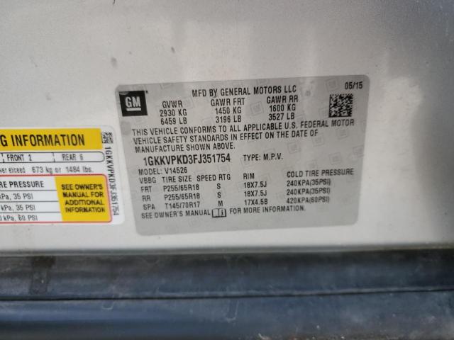 Photo 14 from auction – 2015 GMC ACADIA SLE with VIN 1GKKVPKD3FJ351754
