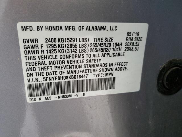 Photo 14 from auction – 2019 HONDA PASSPORT E with VIN 5FNYF8H08KB018447