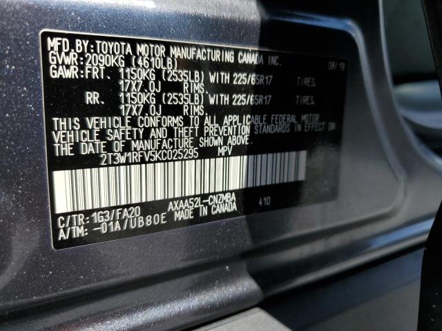 Photo 14 from auction – 2019 TOYOTA RAV4 XLE with VIN 2T3W1RFV5KC025295